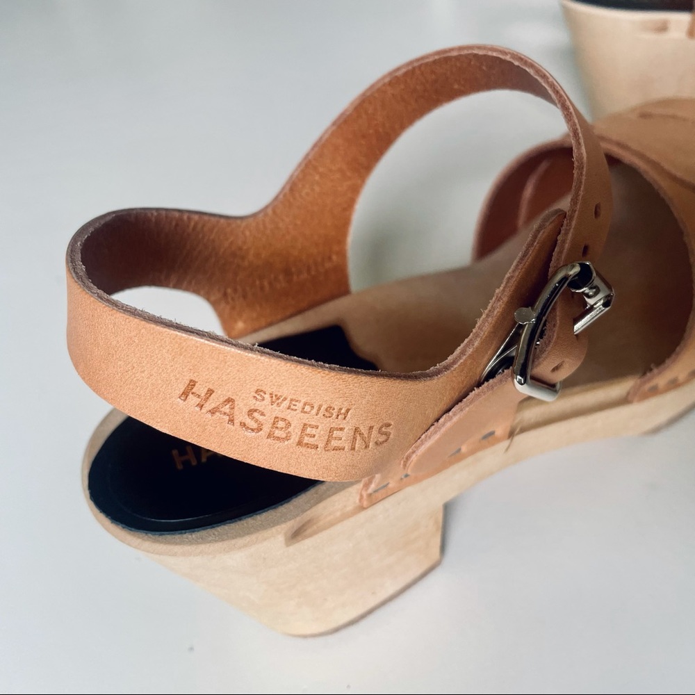 Swedish Hasbeens Peep Toe High Clog Nature Sandals 37 (new) - Picture 8 of 8